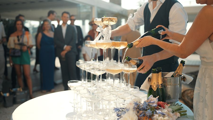 Champagne tower at the reception