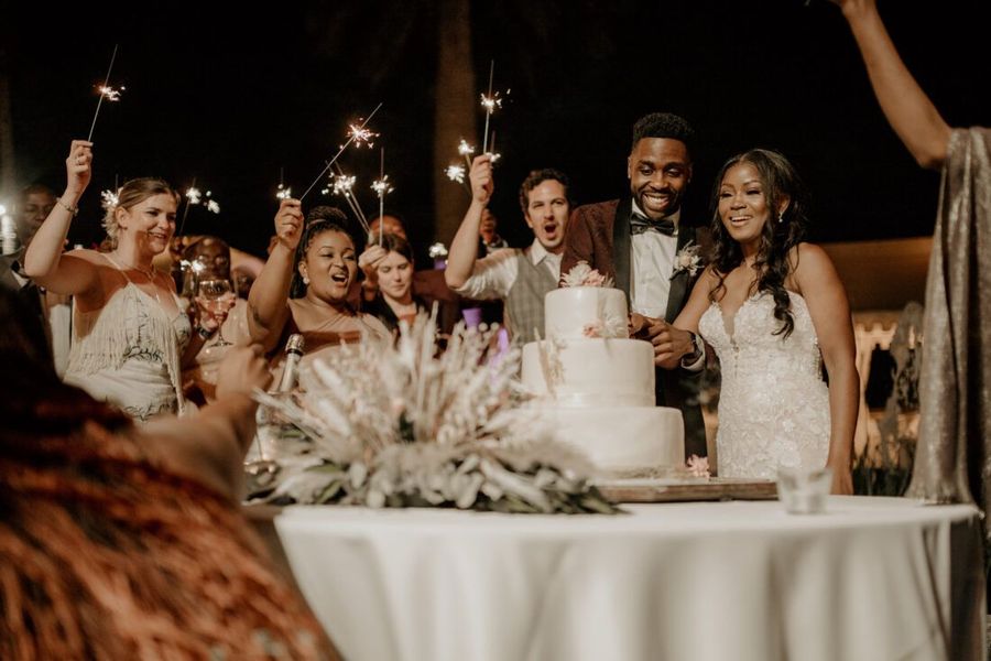 Sparkler celebration at the reception