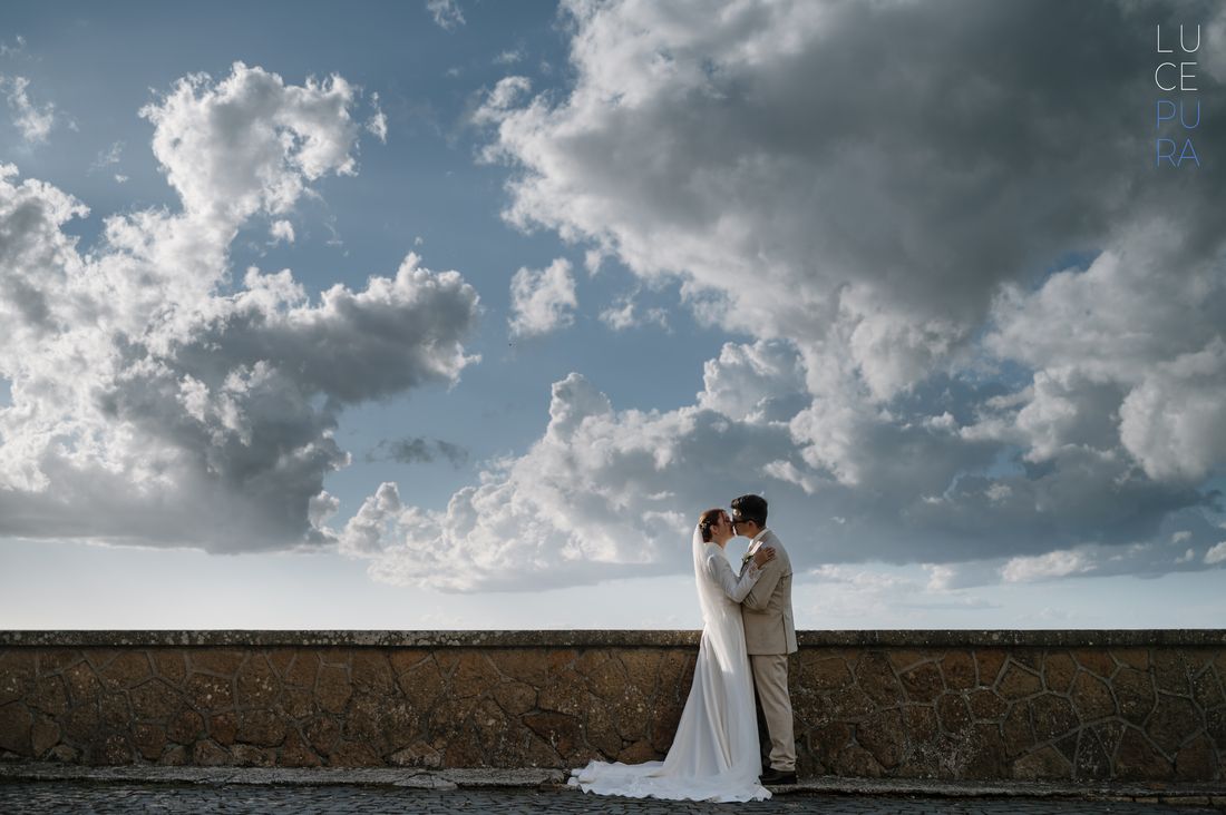 The newlyweds on the panoramic terrace